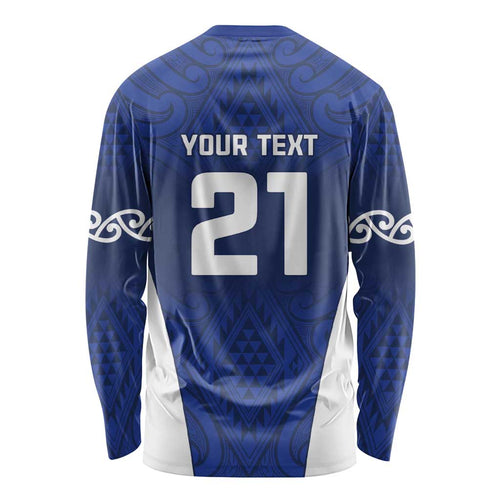 New Zealand Rugby Pacific Custom Long Sleeve Shirt Kahurangi Auckland All Blue