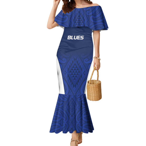 New Zealand Rugby Pacific Custom Mermaid Dress Kahurangi Auckland All Blue