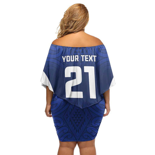 New Zealand Rugby Pacific Custom Off Shoulder Short Dress Kahurangi Auckland All Blue