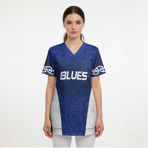 New Zealand Rugby Pacific Custom Scrub Top Kahurangi Auckland All Blue - Aussie Hoodie