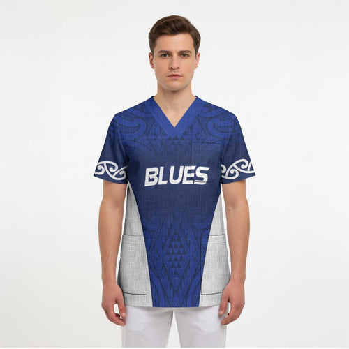 New Zealand Rugby Pacific Custom Scrub Top Kahurangi Auckland All Blue - Aussie Hoodie
