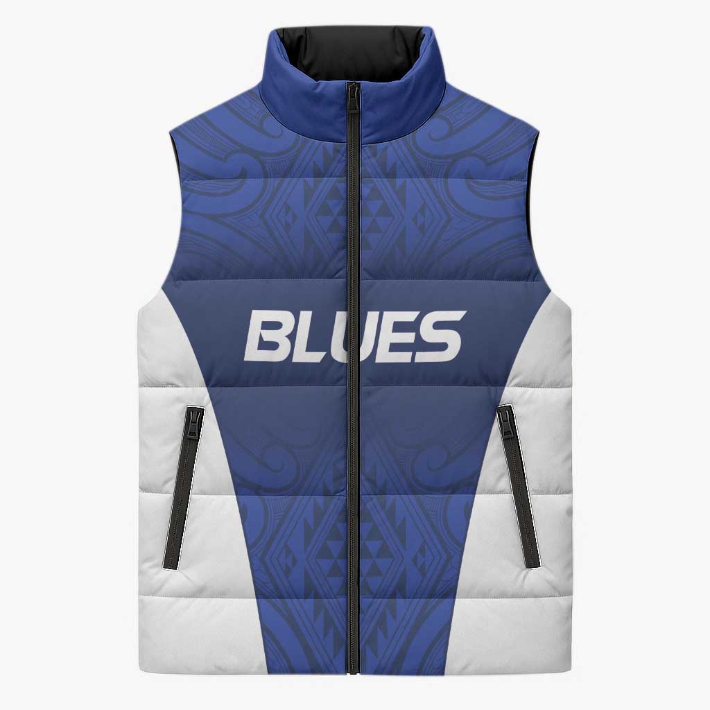 New Zealand Rugby Pacific Custom Sleeveless Puffer Jacket Kahurangi Auckland All Blue - Aussie Hoodie