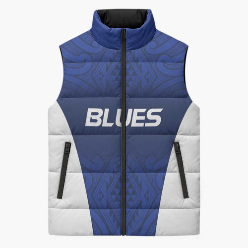 New Zealand Rugby Pacific Custom Sleeveless Puffer Jacket Kahurangi Auckland All Blue - Aussie Hoodie