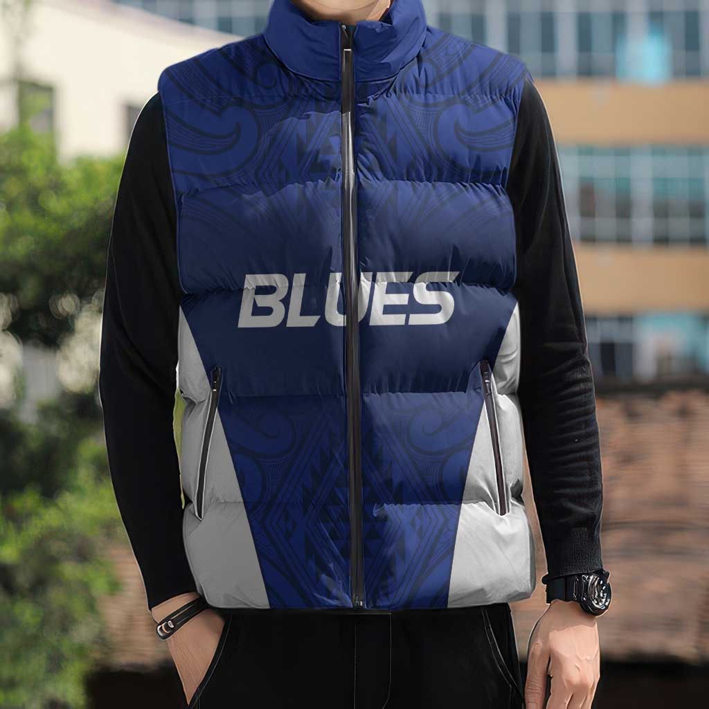 New Zealand Rugby Pacific Custom Sleeveless Puffer Jacket Kahurangi Auckland All Blue - Aussie Hoodie