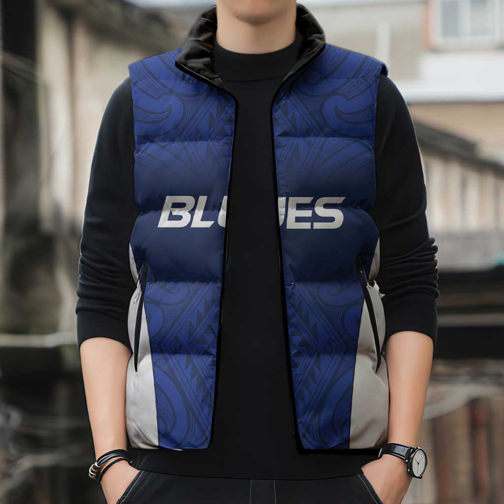 New Zealand Rugby Pacific Custom Sleeveless Puffer Jacket Kahurangi Auckland All Blue - Aussie Hoodie