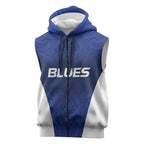 New Zealand Rugby Pacific Custom Sleeveless Zip Hoodie Kahurangi Auckland All Blue LT9