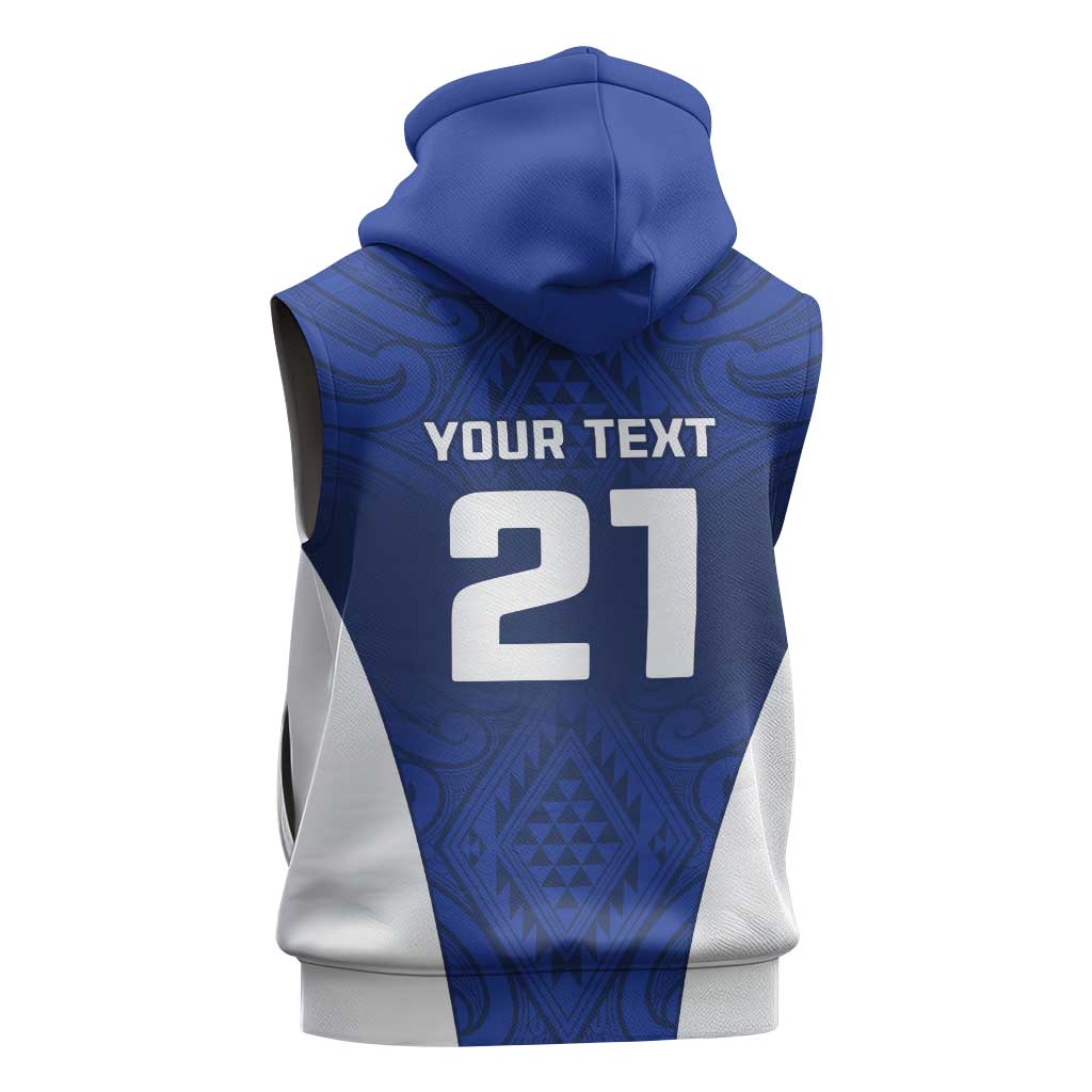 New Zealand Rugby Pacific Custom Sleeveless Zip Hoodie Kahurangi Auckland All Blue - Aussie Hoodie
