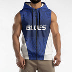 New Zealand Rugby Pacific Custom Sleeveless Zip Hoodie Kahurangi Auckland All Blue LT9