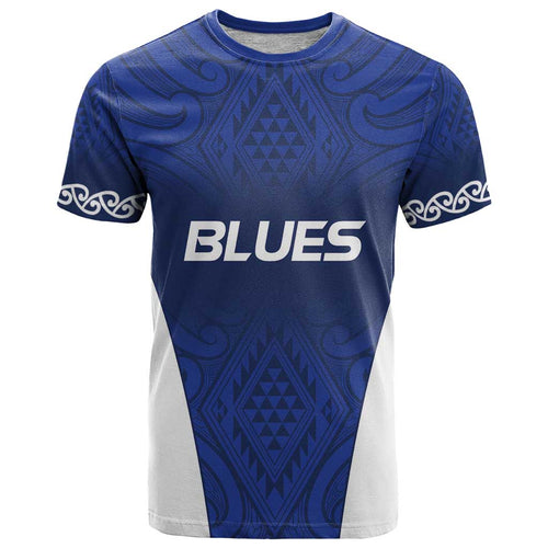 New Zealand Rugby Pacific Custom T Shirt Kahurangi Auckland All Blue
