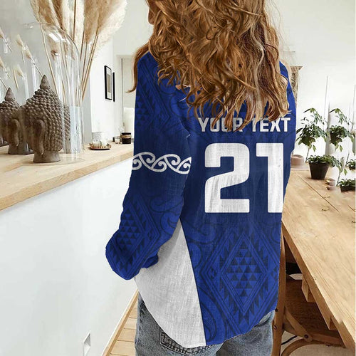 New Zealand Rugby Pacific Custom Women Casual Shirt Kahurangi Auckland All Blue