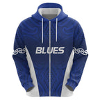New Zealand Rugby Pacific Custom Zip Hoodie Kahurangi Auckland All Blue