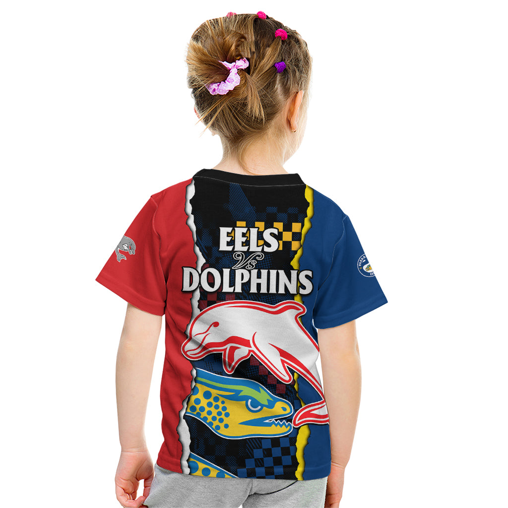 nrl-combine-dolphins-and-parra-eels-kid-t-shirt-simple-style