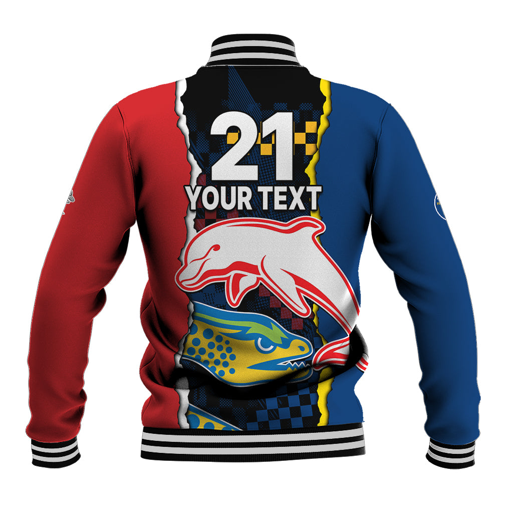 custom-text-and-number-nrl-combine-dolphins-and-parra-eels-baseball-jacket-simple-style