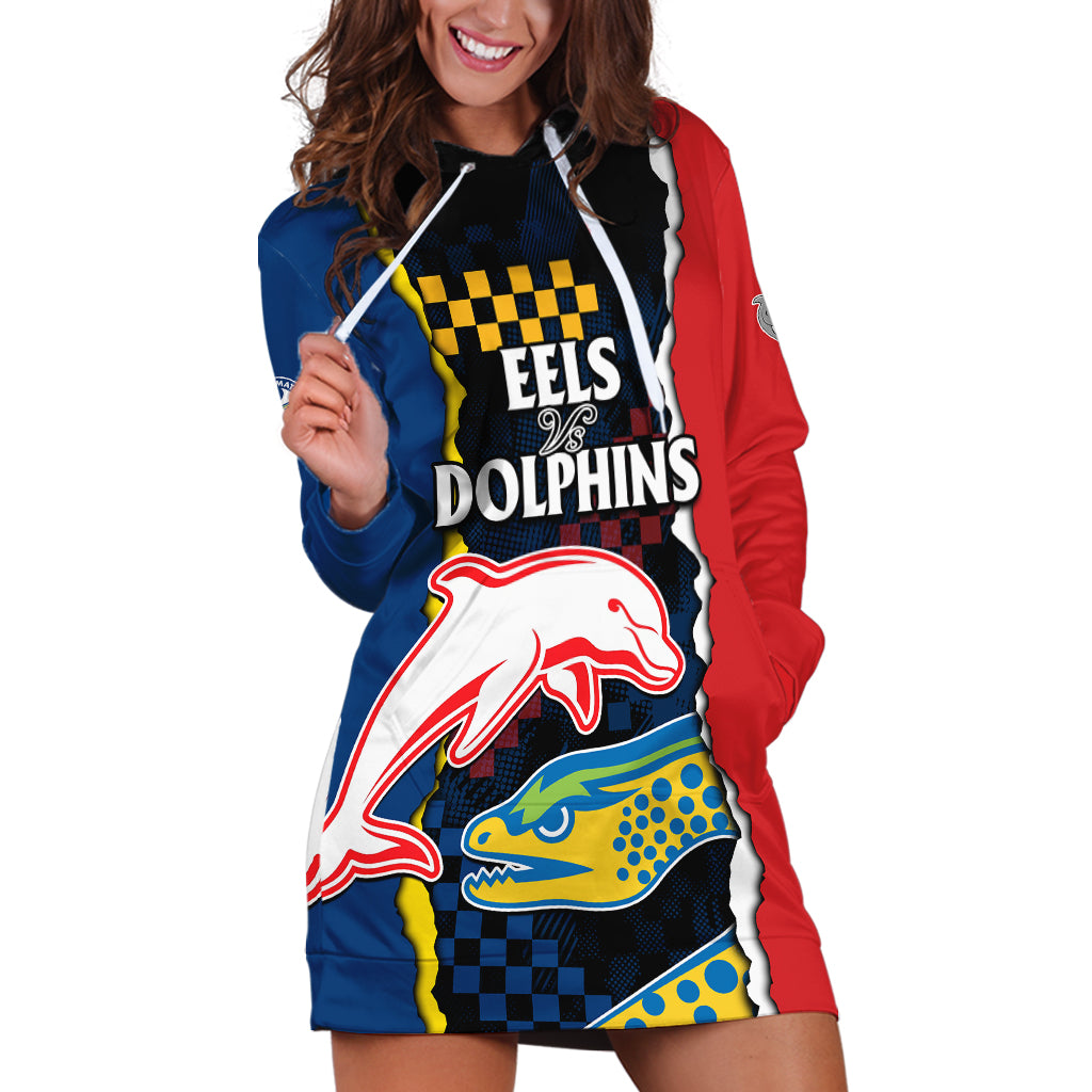 custom-text-and-number-nrl-combine-dolphins-and-parra-eels-hoodie-dress-simple-style