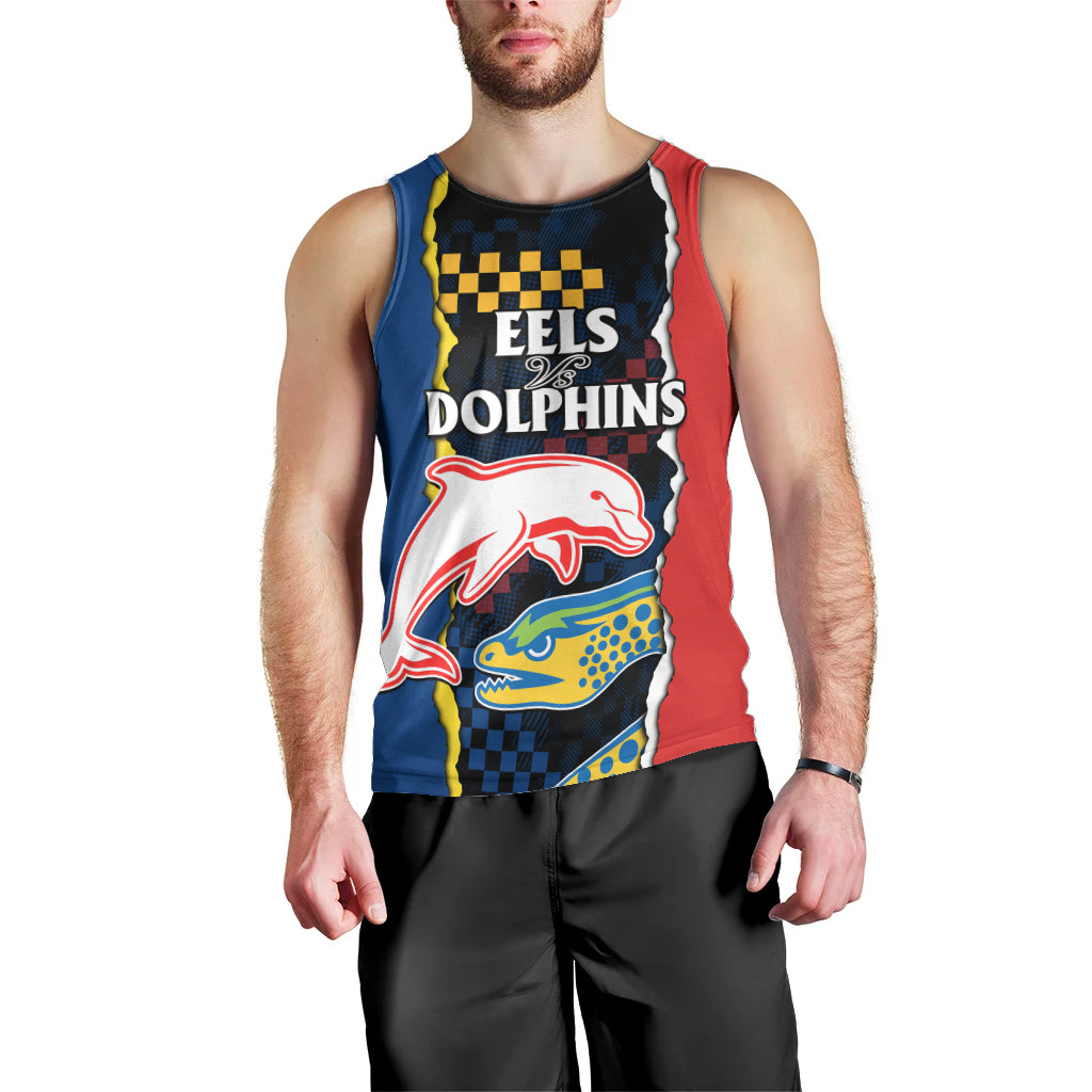 custom-text-and-number-nrl-combine-dolphins-and-parra-eels-men-tank-top-simple-style