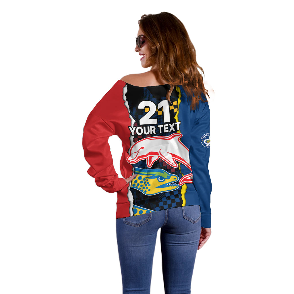custom-text-and-number-nrl-combine-dolphins-and-parra-eels-off-shoulder-sweater-simple-style