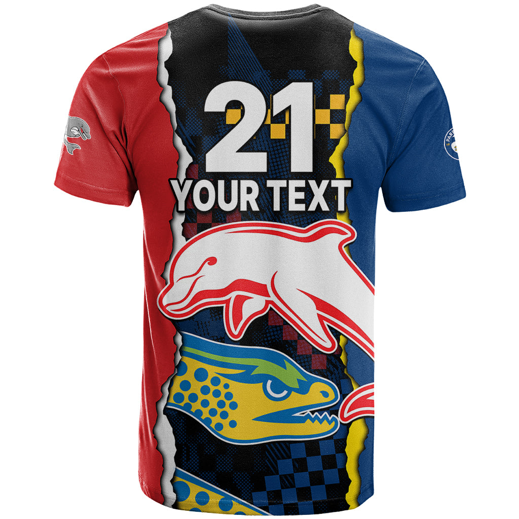 custom-text-and-number-nrl-combine-dolphins-and-parra-eels-t-shirt-simple-style