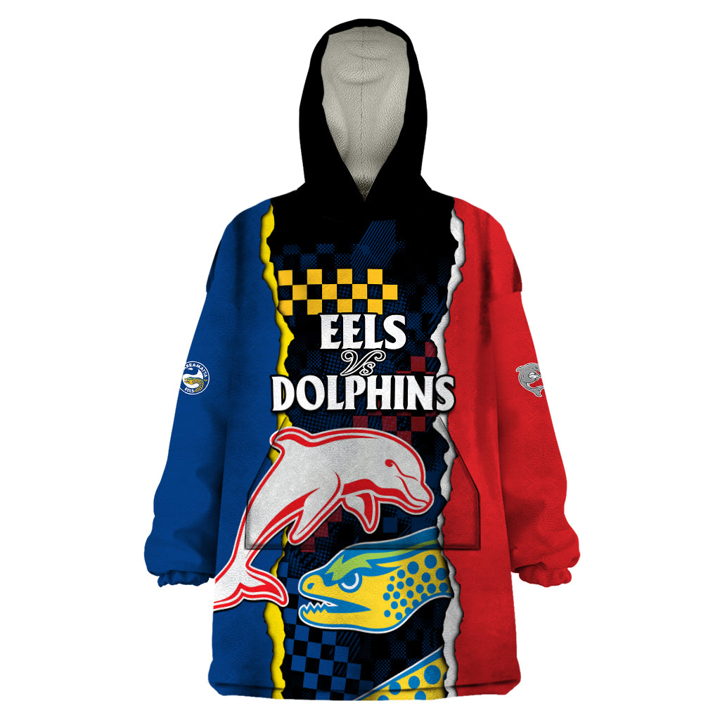 custom-text-and-number-nrl-combine-dolphins-and-parra-eels-wearable-blanket-hoodie-simple-style