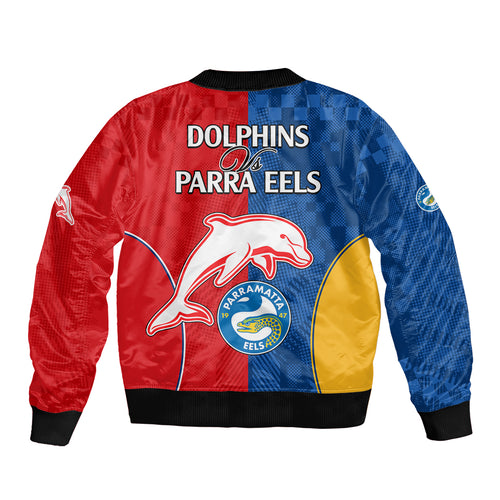 NRL Dolphins Combine Parra Eels Bomber Jacket Sporty Style LT9