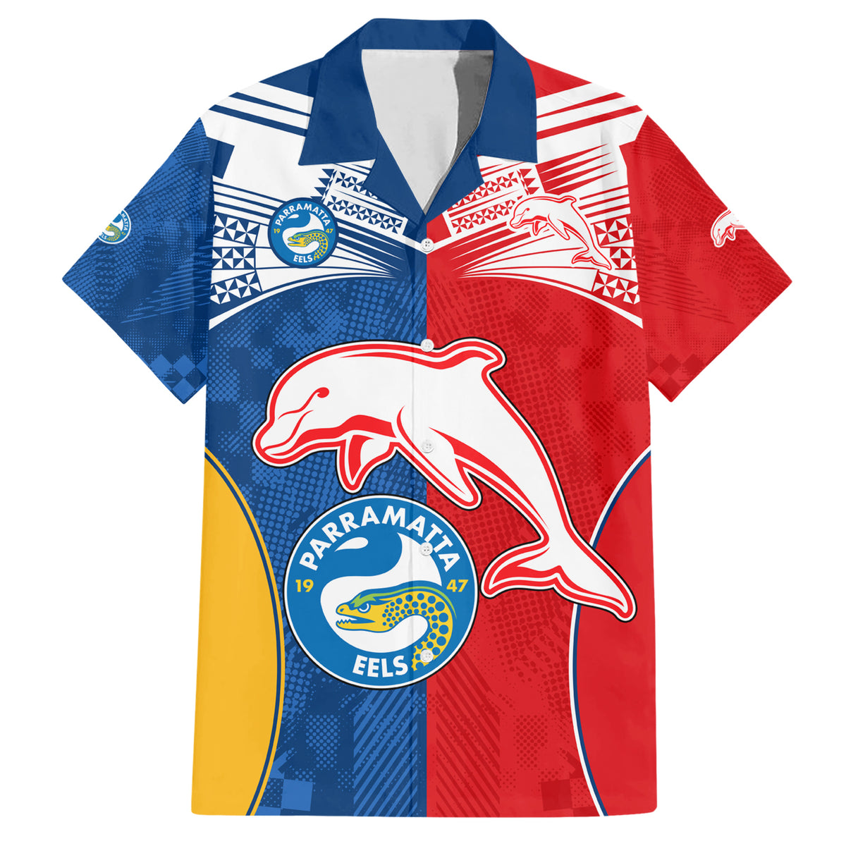 NRL Dolphins Combine Parra Eels Hawaiian Shirt Sporty Style LT9