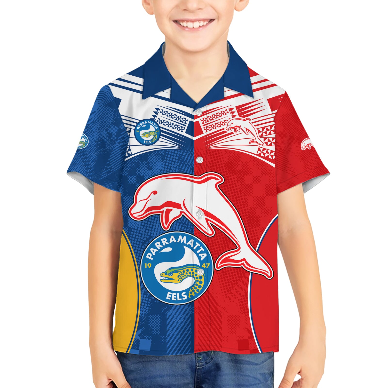 NRL Dolphins Combine Parra Eels Hawaiian Shirt Sporty Style LT9