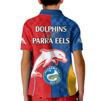 NRL Dolphins Combine Parra Eels Kid Polo Shirt Sporty Style LT9