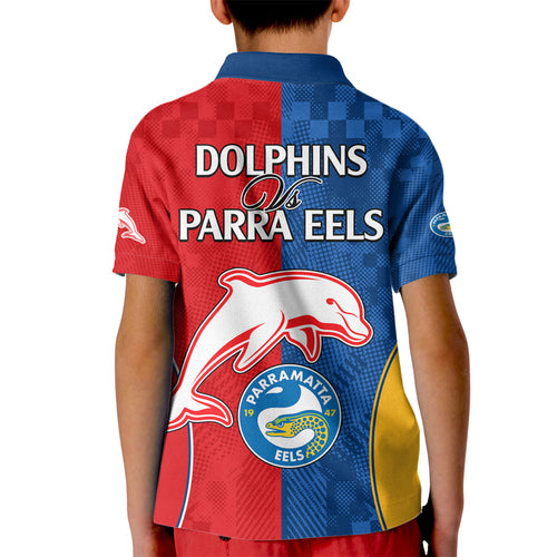 NRL Dolphins Combine Parra Eels Kid Polo Shirt Sporty Style LT9