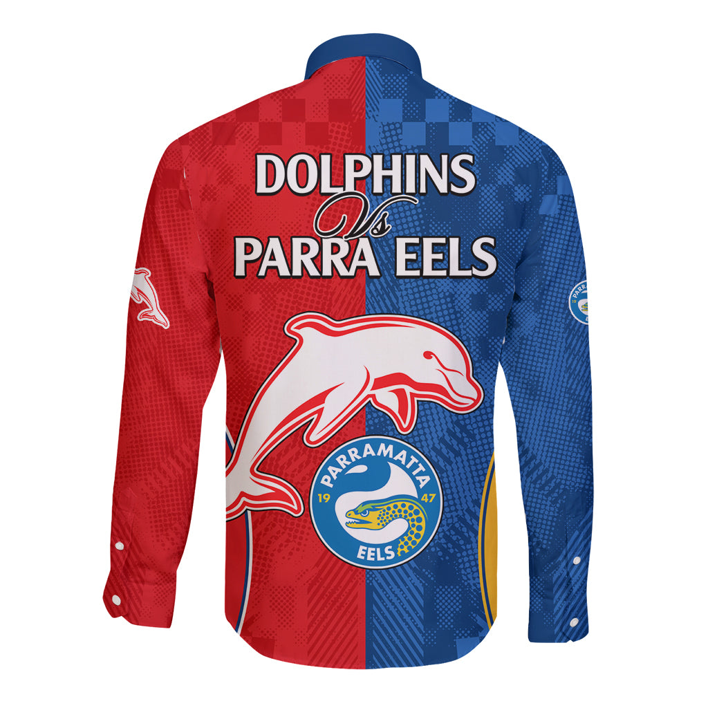 NRL Dolphins Combine Parra Eels Long Sleeve Button Shirt Sporty Style LT9