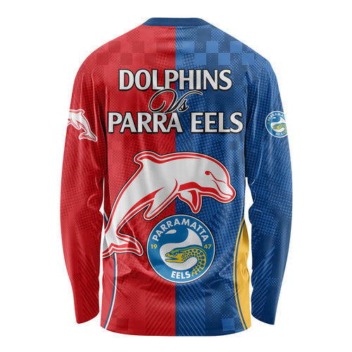NRL Dolphins Combine Parra Eels Long Sleeve Shirt Sporty Style LT9