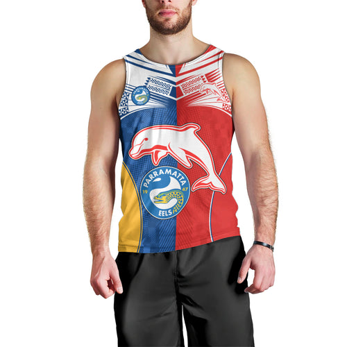 NRL Dolphins Combine Parra Eels Men Tank Top Sporty Style LT9