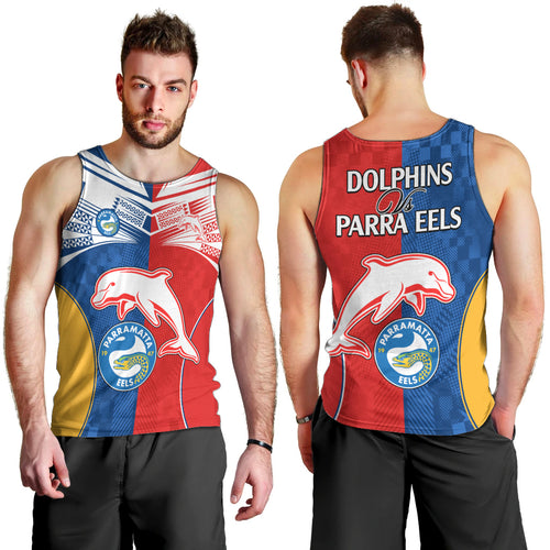NRL Dolphins Combine Parra Eels Men Tank Top Sporty Style LT9