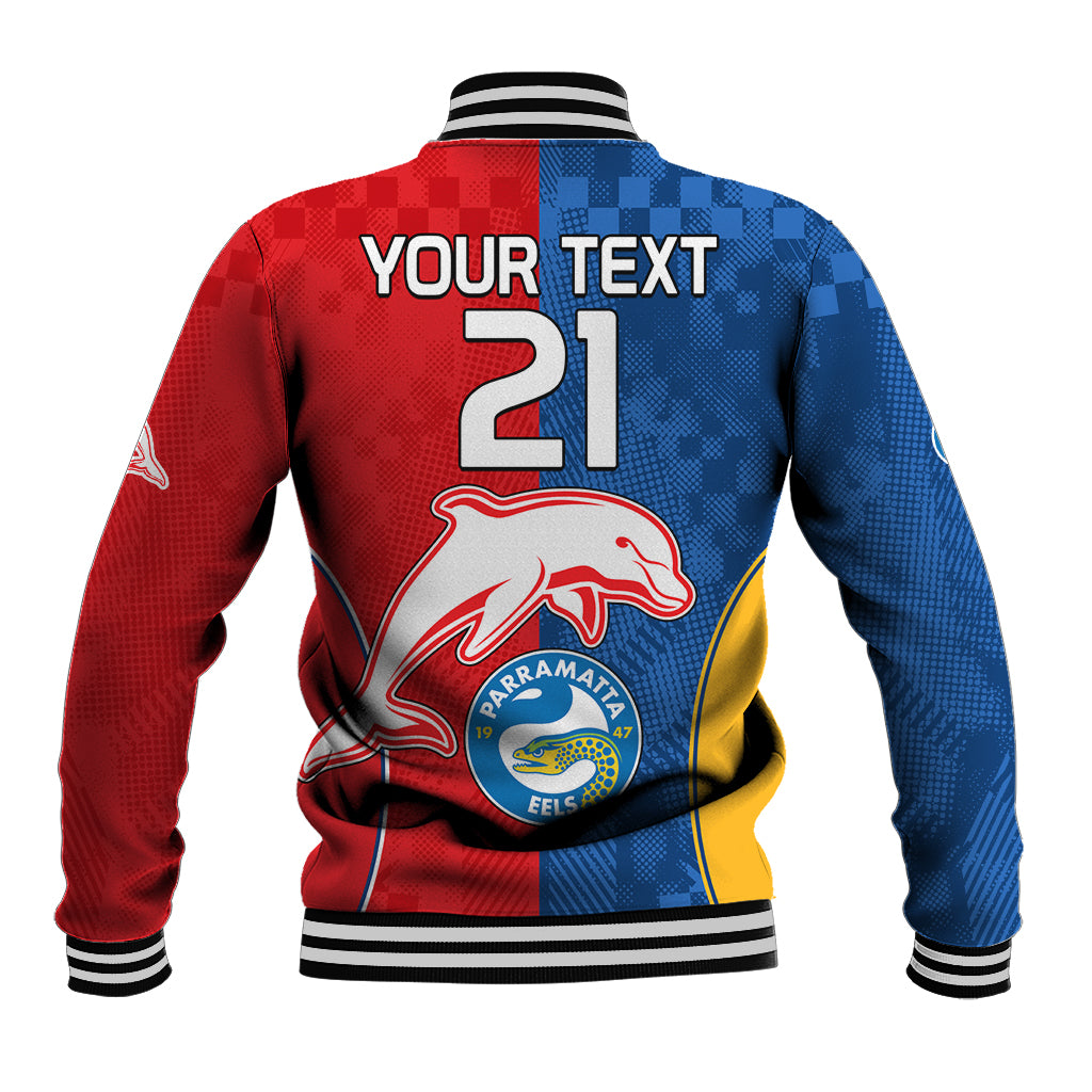 (Custom Text And Number) NRL Dolphins Combine Parra Eels Baseball Jacket Sporty Style LT9