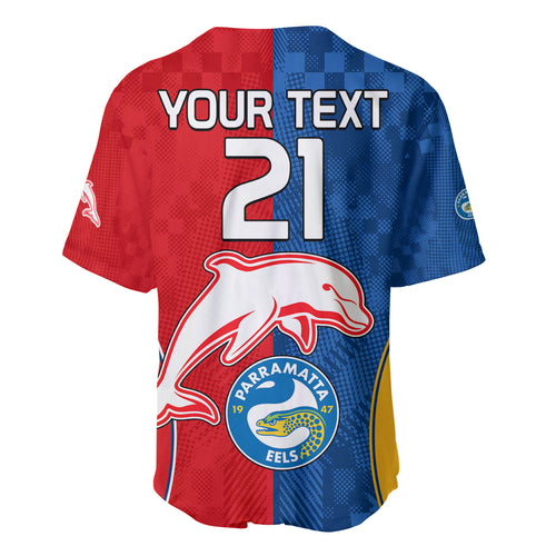 (Custom Text And Number) NRL Dolphins Combine Parra Eels Baseball Jersey Sporty Style LT9