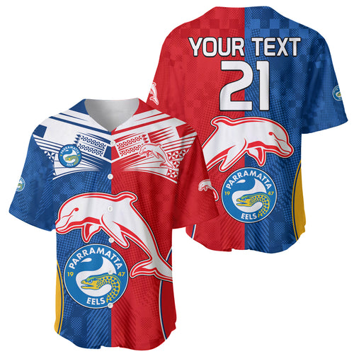 (Custom Text And Number) NRL Dolphins Combine Parra Eels Baseball Jersey Sporty Style LT9