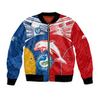 (Custom Text And Number) NRL Dolphins Combine Parra Eels Bomber Jacket Sporty Style LT9