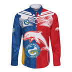 (Custom Text And Number) NRL Dolphins Combine Parra Eels Long Sleeve Button Shirt Sporty Style LT9
