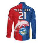 (Custom Text And Number) NRL Dolphins Combine Parra Eels Long Sleeve Button Shirt Sporty Style LT9