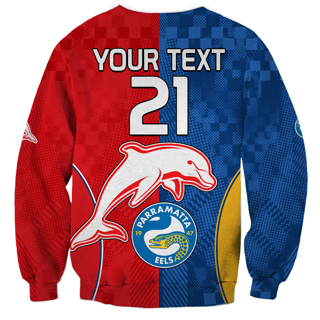 (Custom Text And Number) NRL Dolphins Combine Parra Eels Sweatshirt Sporty Style LT9