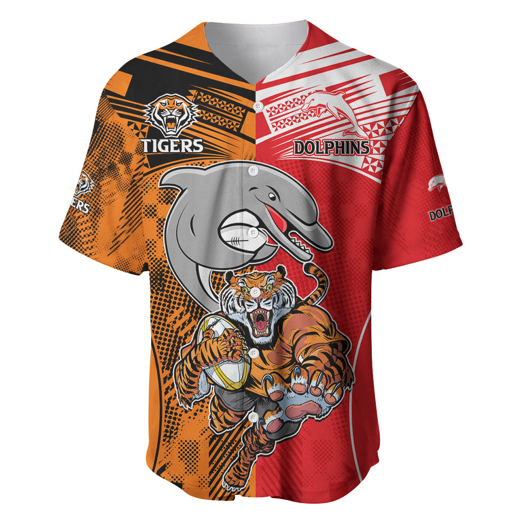 NRL Half Dolphins and Half Tigers Baseball Jersey Sporty Style LT9