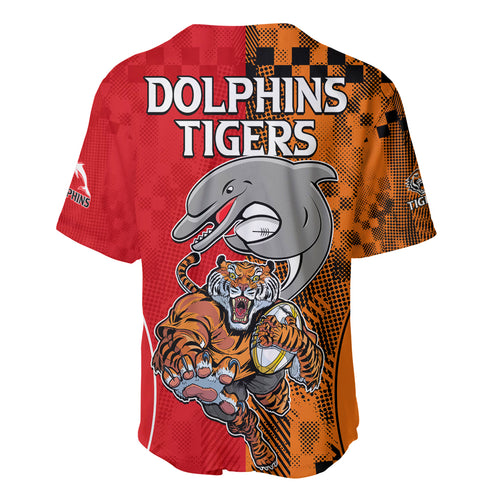 NRL Half Dolphins and Half Tigers Baseball Jersey Sporty Style LT9