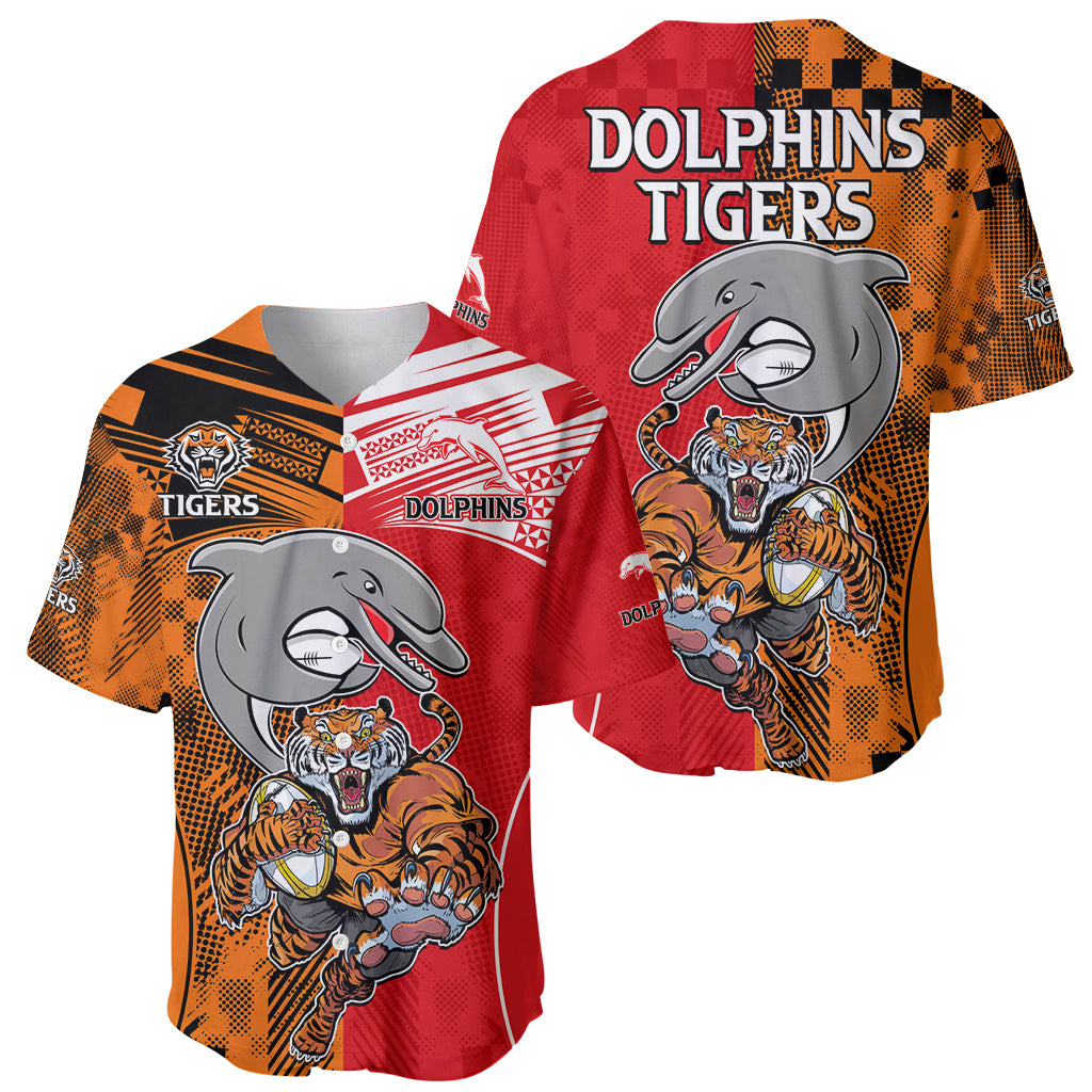 NRL Half Dolphins and Half Tigers Baseball Jersey Sporty Style LT9