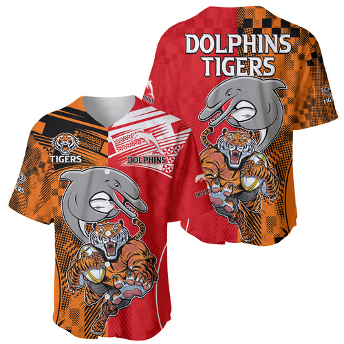 NRL Half Dolphins and Half Tigers Baseball Jersey Sporty Style LT9