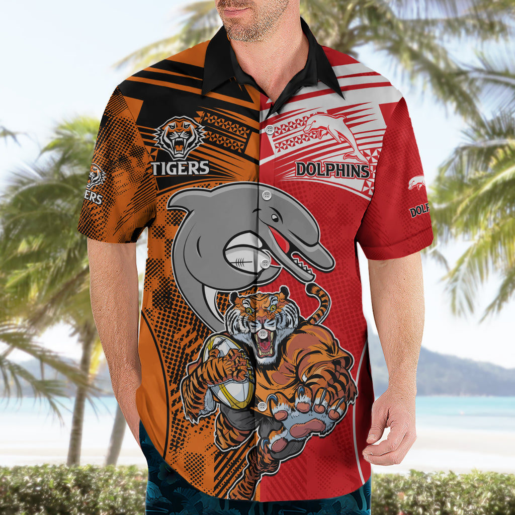 NRL Half Dolphins and Half Tigers Hawaiian Shirt Sporty Style LT9
