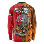 NRL Half Dolphins and Half Tigers Long Sleeve Shirt Sporty Style LT9