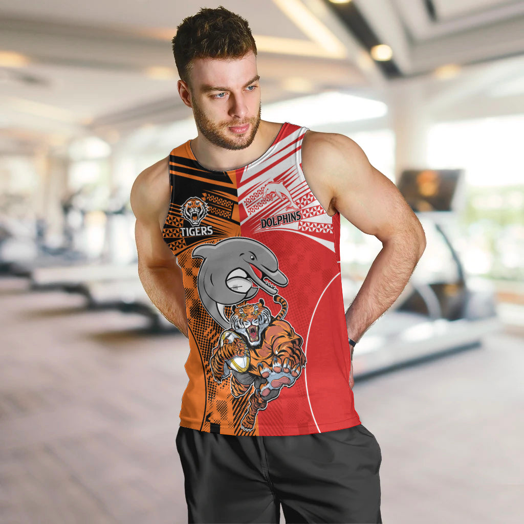 NRL Half Dolphins and Half Tigers Men Tank Top Sporty Style LT9