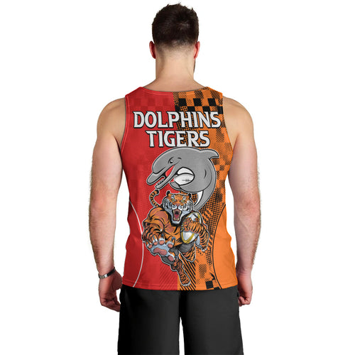 NRL Half Dolphins and Half Tigers Men Tank Top Sporty Style LT9