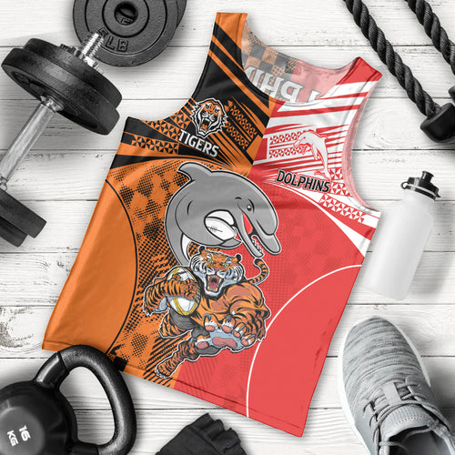 NRL Half Dolphins and Half Tigers Men Tank Top Sporty Style LT9