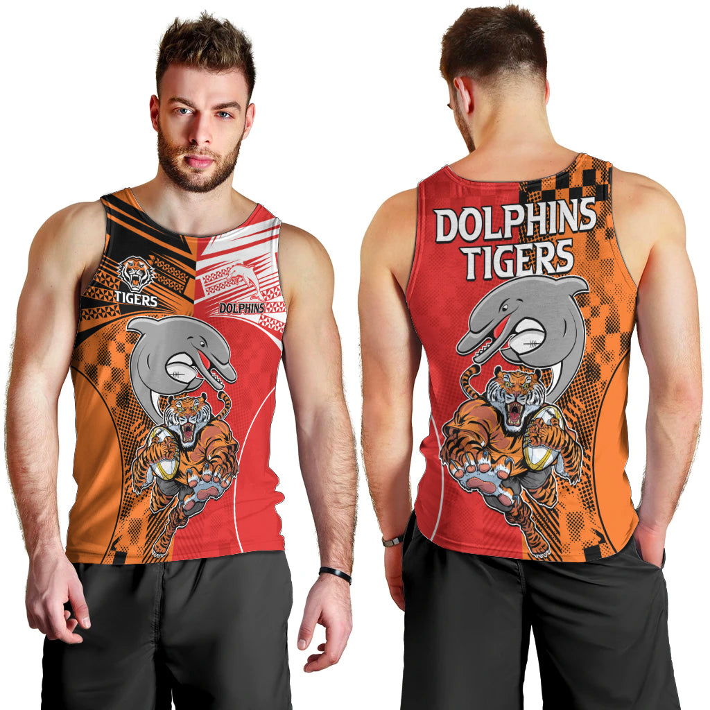 NRL Half Dolphins and Half Tigers Men Tank Top Sporty Style LT9