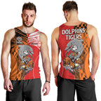 NRL Half Dolphins and Half Tigers Men Tank Top Sporty Style LT9