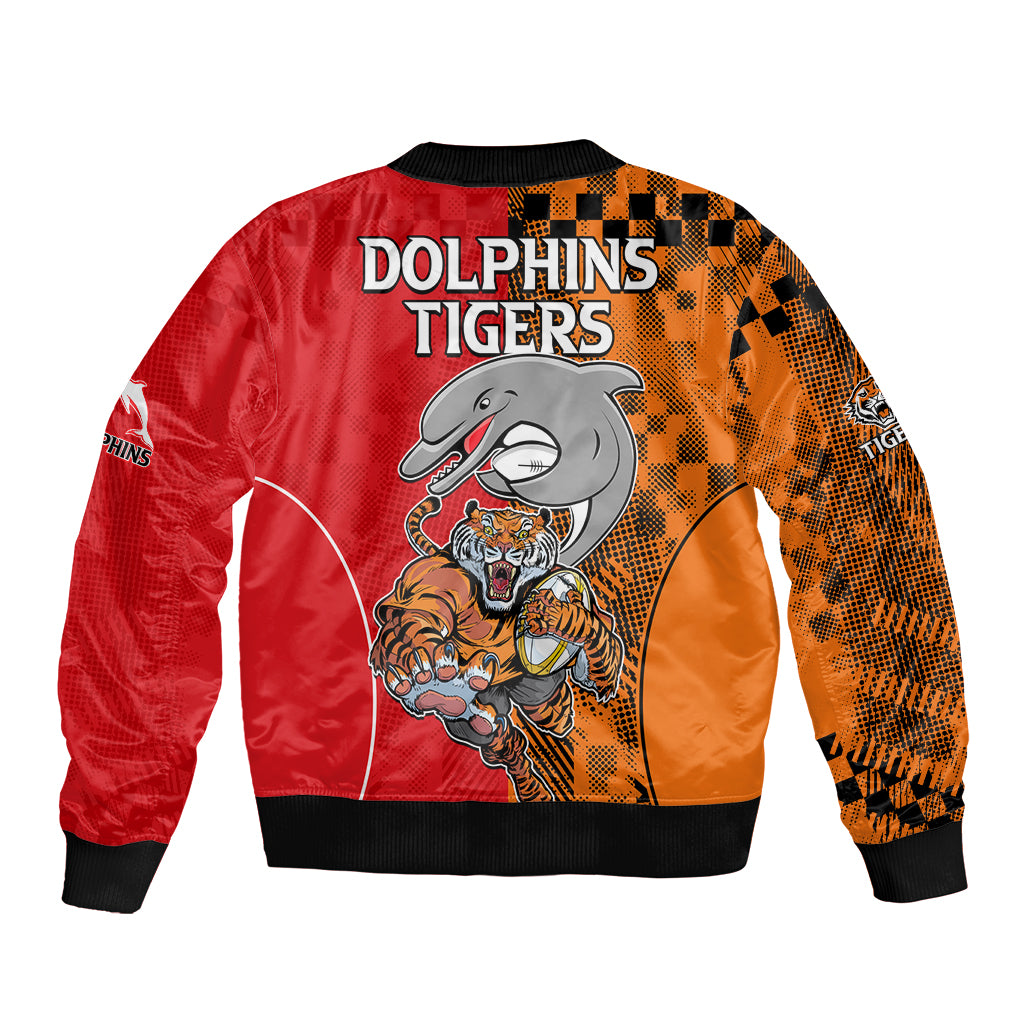 NRL Half Dolphins and Half Tigers Sleeve Zip Bomber Jacket Sporty Style LT9